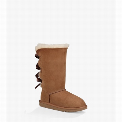 Botas UGG Bailey Bow II Tall Criança Marrom | PT-TOXJU